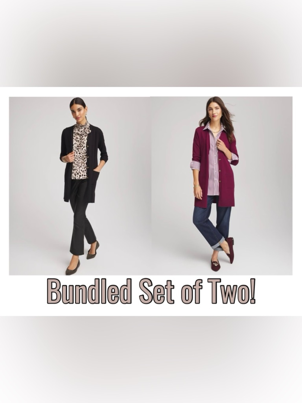BUNDLED NWT Chico’s Ella Pocketed Cardigan Button Front Sweaters
